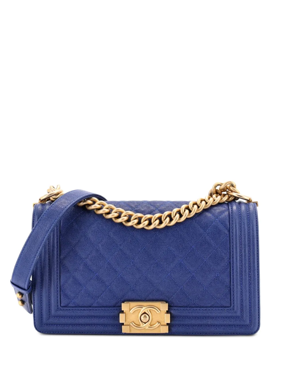 CHANEL Pre-Owned Boy Flap Bag Quilted Caviar Old Medium crossbody bag - Blau