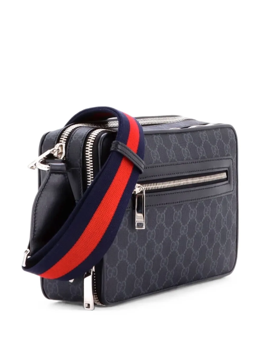 Gucci Pre-Owned Double Zip Web Camera GG Coated Canvas Small shoulder bag - Nero