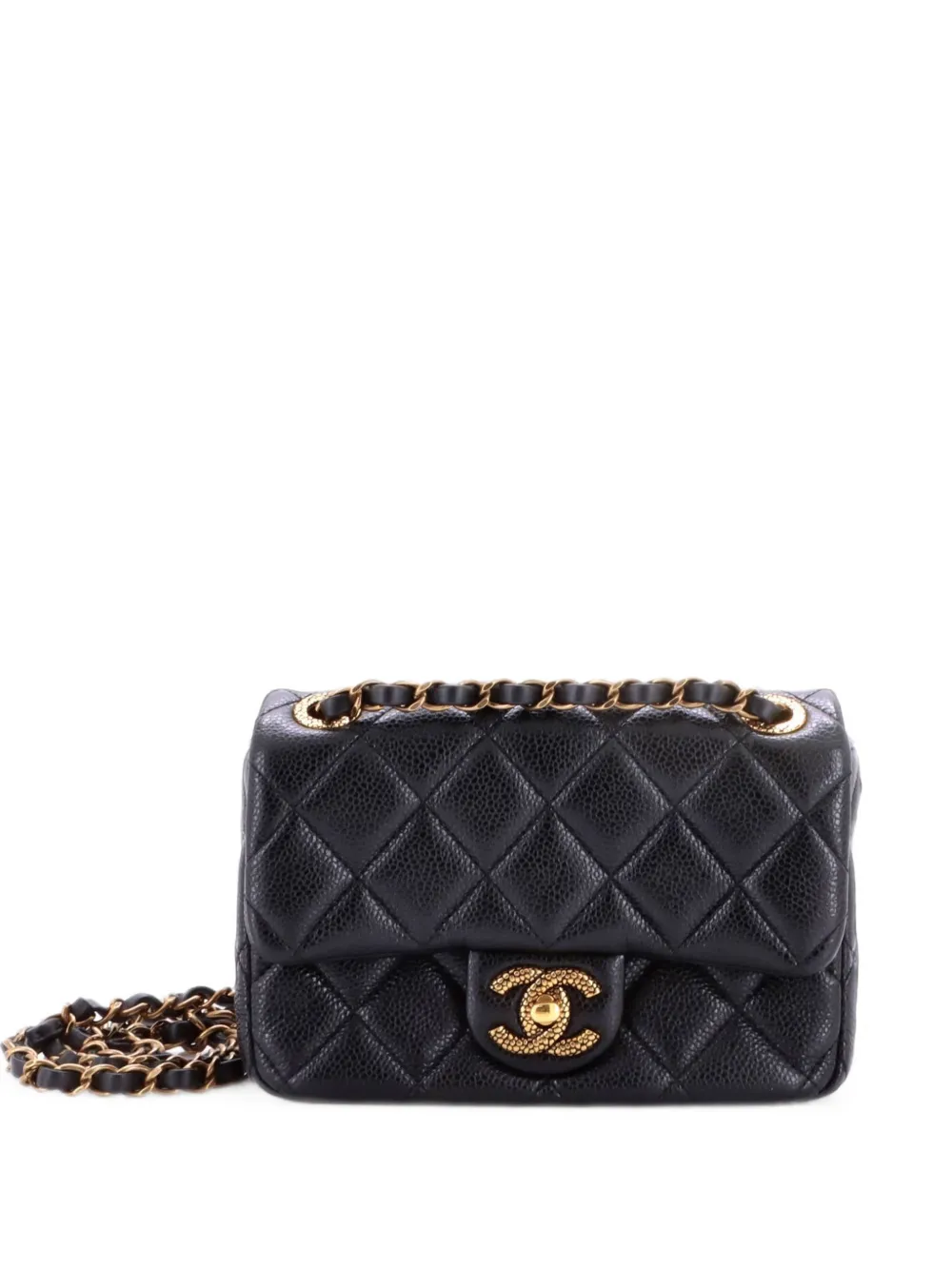 CHANEL Pre-Owned Textured CC Classic Single Flap Bag Quilted Caviar Mini crossbody bag - Schwarz
