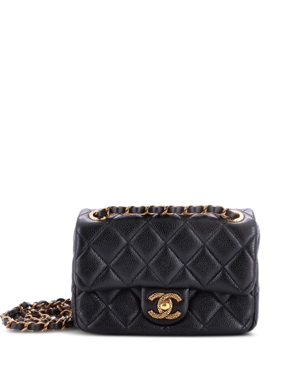 CHANEL Pre-Owned Textured CC Classic Single Flap Bag Quilted Caviar Mini crossbody bag - Schwarz