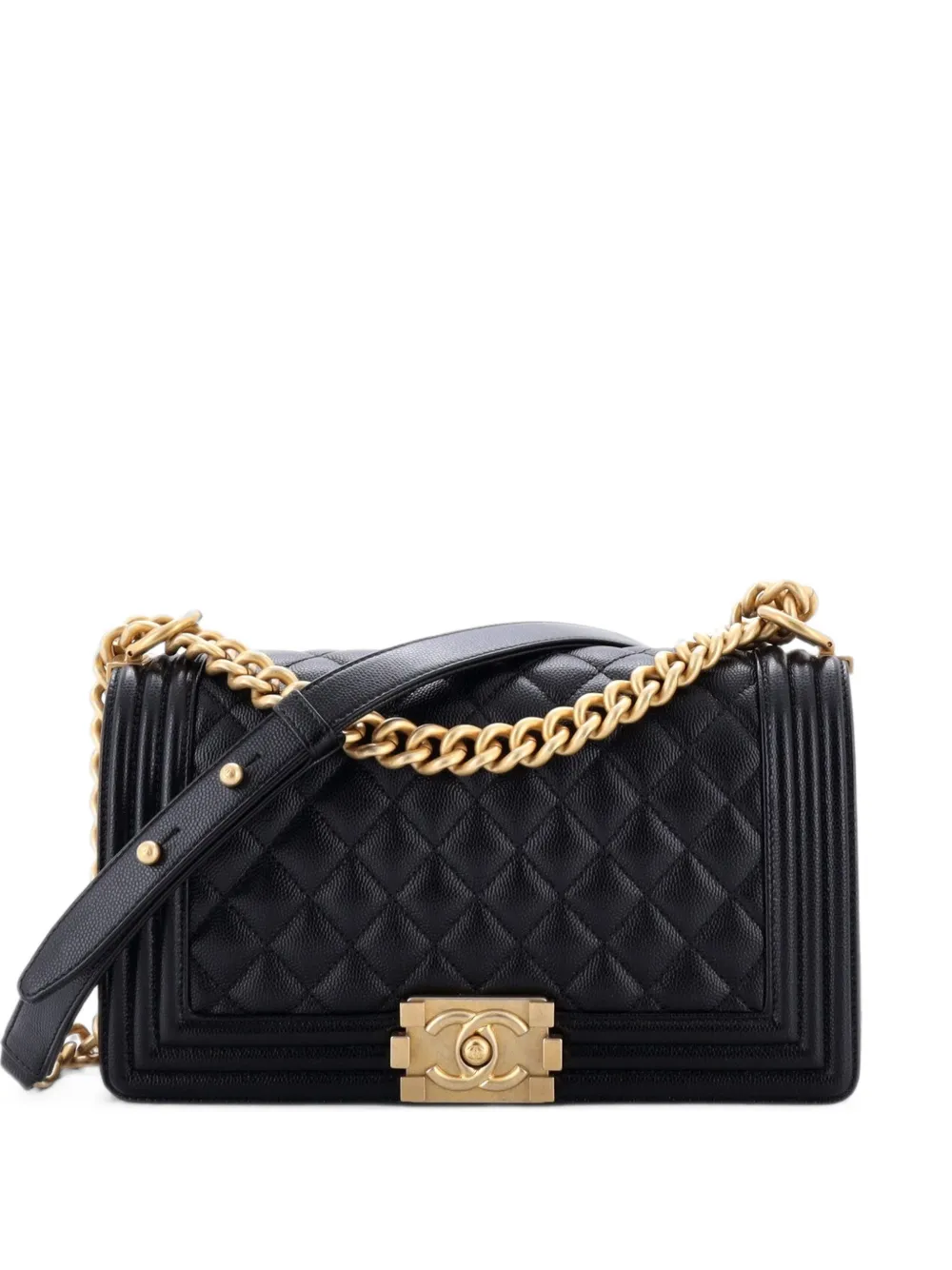CHANEL Pre-Owned Boy Flap Bag Quilted Caviar Old Medium crossbody bag - Nero