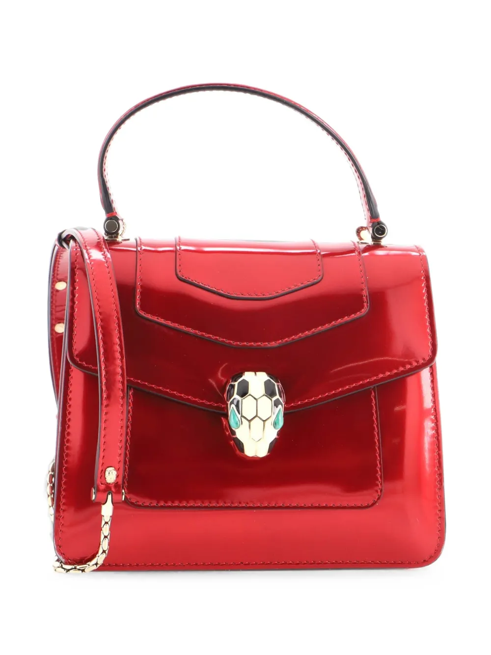 Bvlgari Pre-Owned petit sac à main Serpenti Forever verni à anse sur le dessus - Métallisé