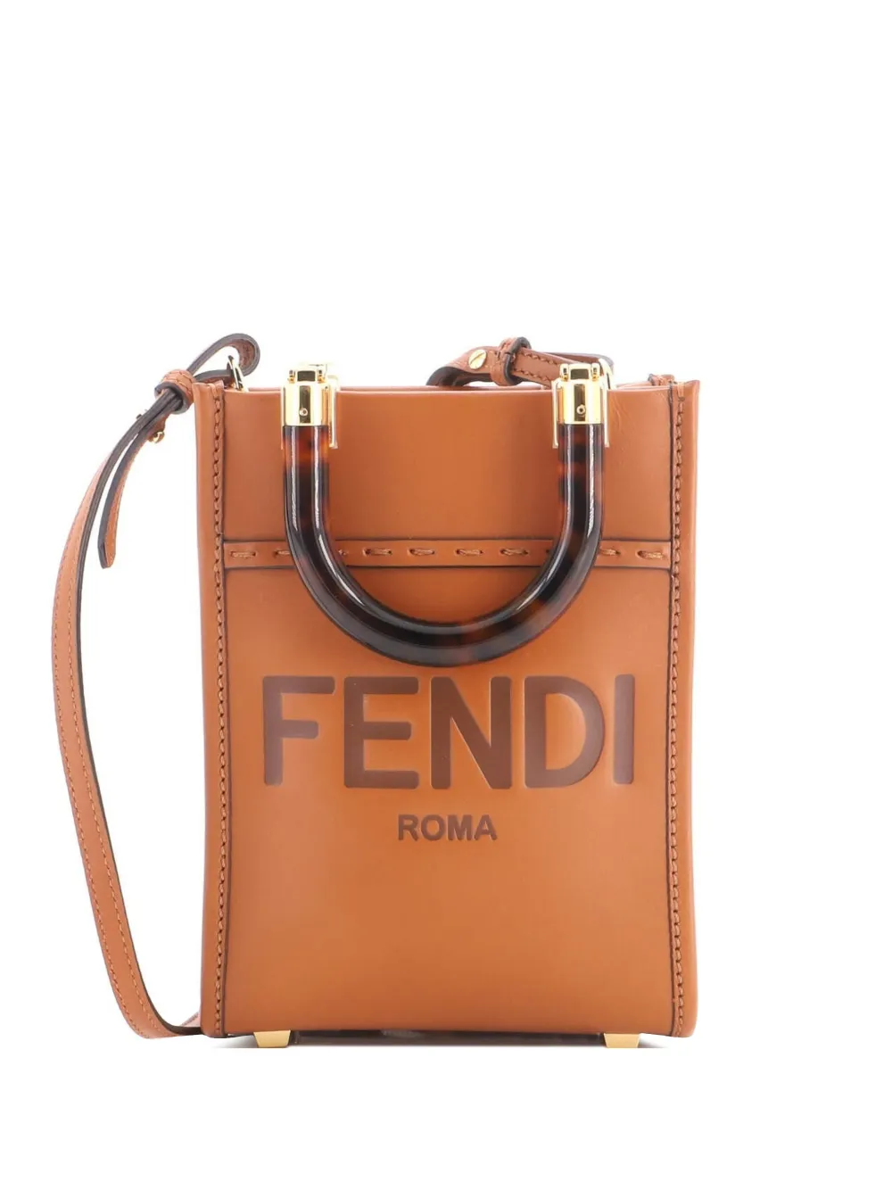 Fendi Pre-Owned Sunshine Shopper Tote Leather Mini crossbody bag - Braun
