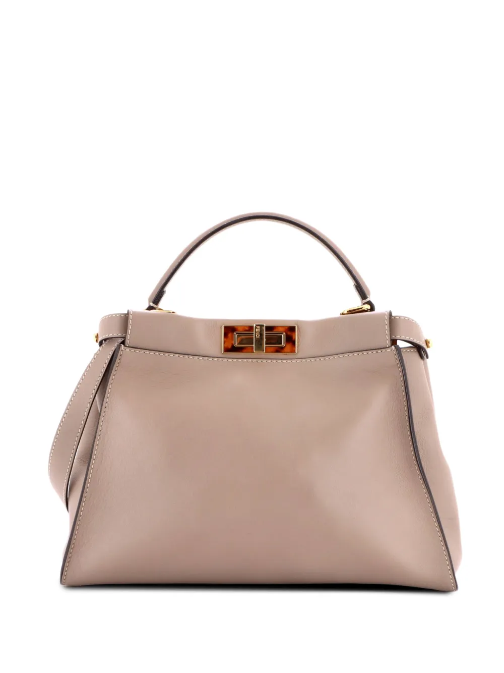 Fendi Pre-Owned Peekaboo Bag Leather with Tortoise Detail Regular shoulder bag - Nude