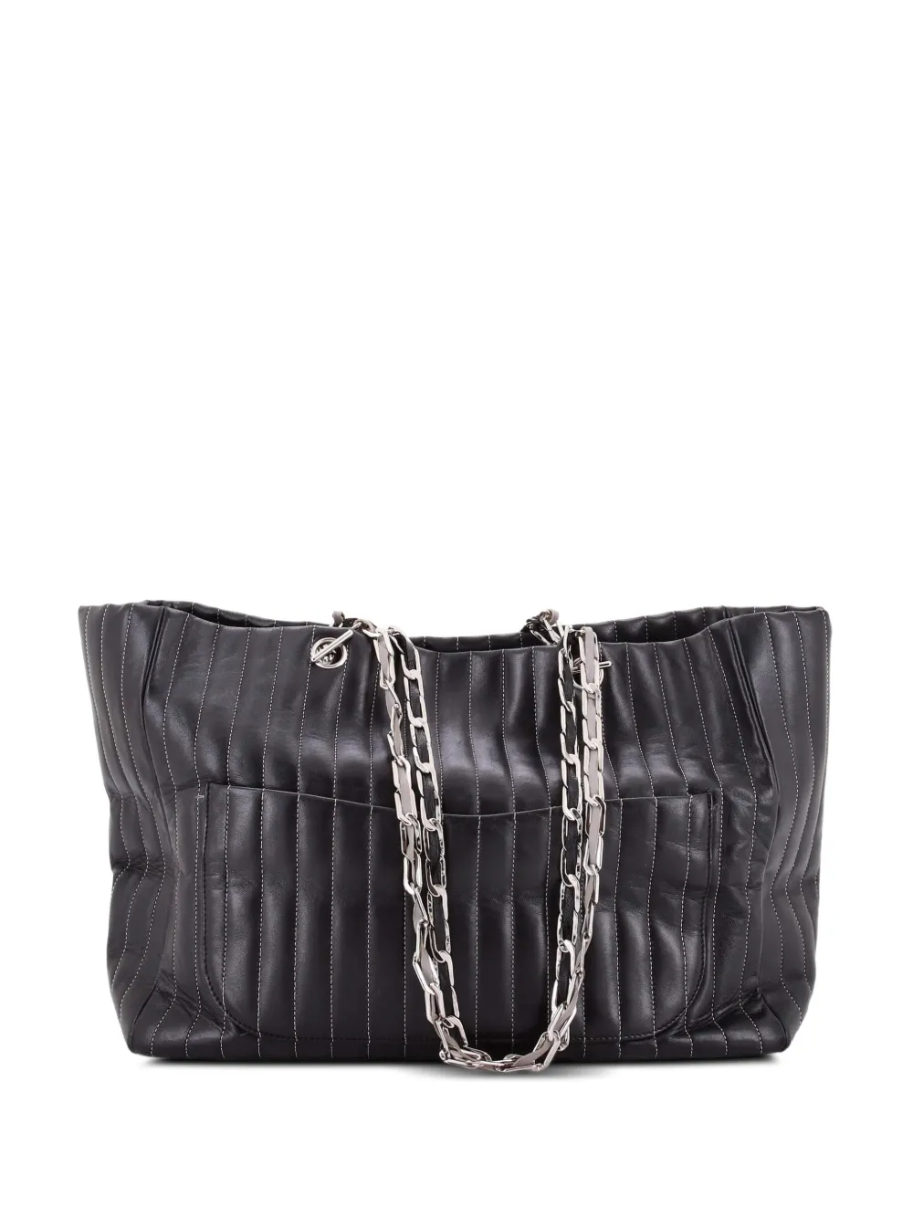 CHANEL Pre-Owned Mademoiselle Vertical Quilt Lambskin tote bag - Black
