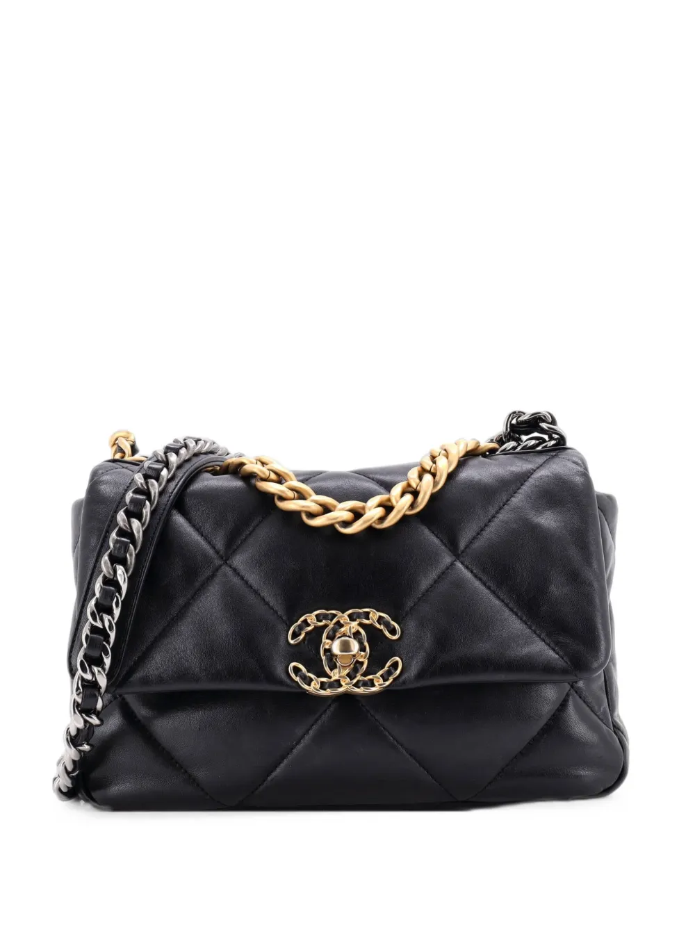 CHANEL Pre-Owned 19 Flap Bag Quilted Leather Medium crossbody bag - Nero