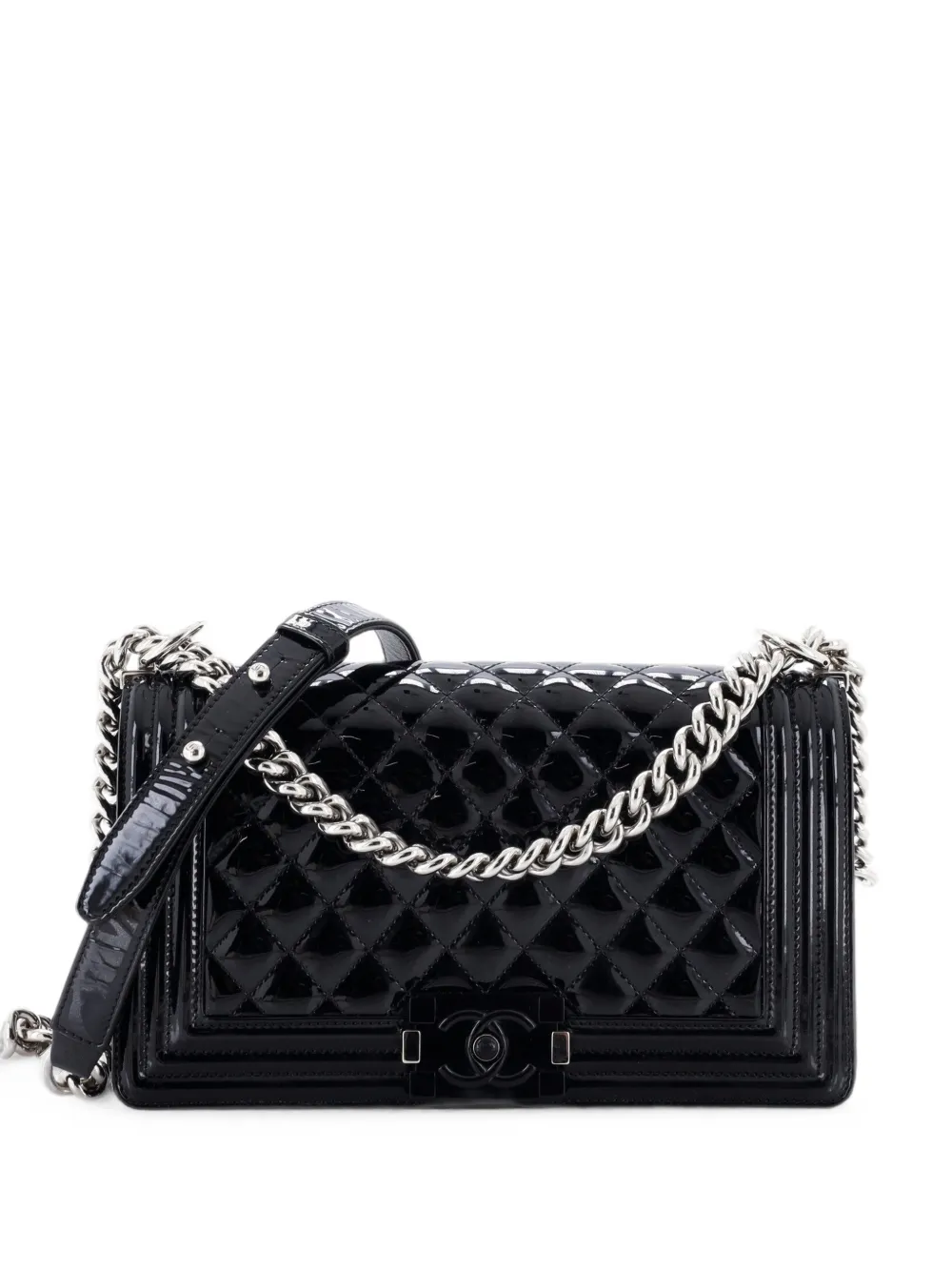 CHANEL Pre-Owned Boy Flap Bag Quilted Plexiglass Patent Old Medium shoulder bag - Nero