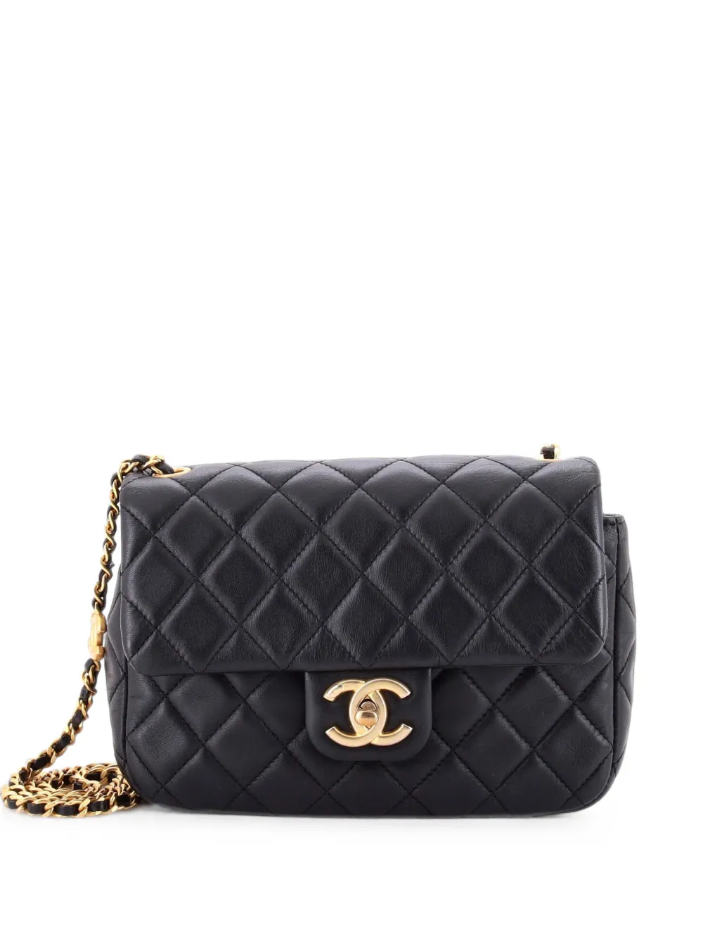 CHANEL Pre-Owned Coco de Toi Heart Chain Square Flap Bag Quilted Lambskin Small shoulder bag - Nero