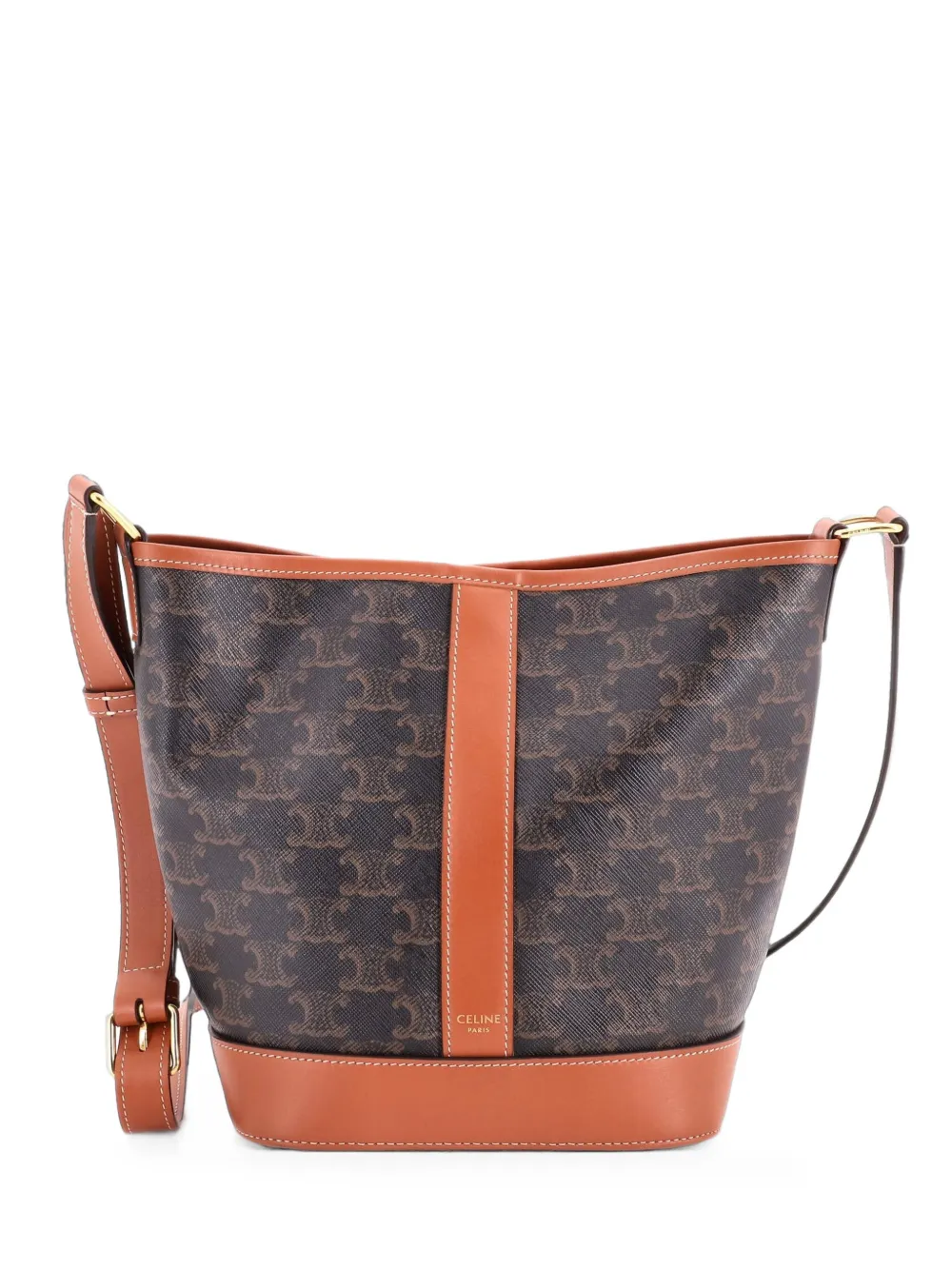 Celine Pre-Owned petit sac seau Triomphe en toile enduite - Marron Celine Pre-Owned petit sac seau Triomphe en toile enduite - Marron