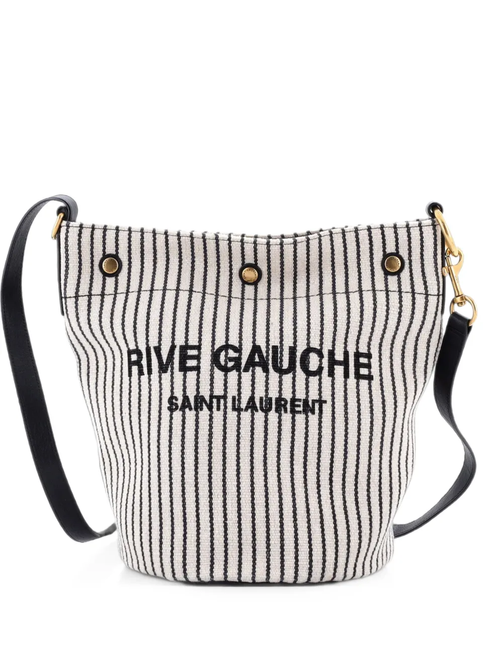 Saint Laurent Pre-Owned sac seau Rive Gauche à rayures - Blanc