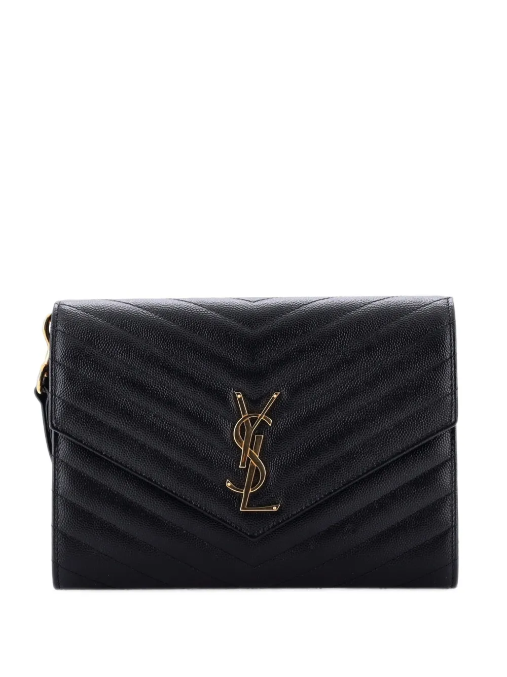 Saint Laurent Pre-Owned pochette matelassée à motif monogrammé - Noir Saint Laurent Pre-Owned pochette matelassée à motif monogrammé - Noir