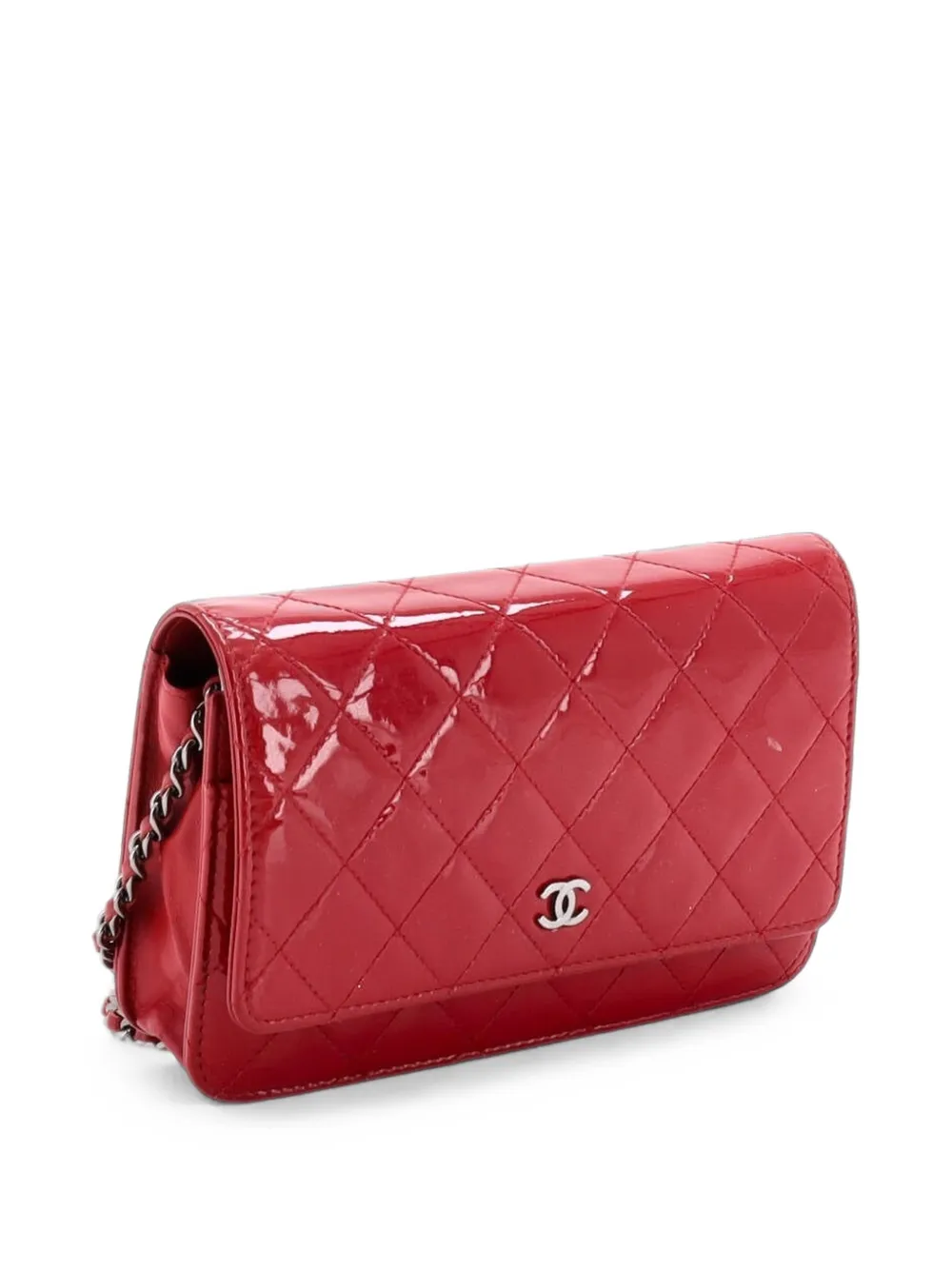 CHANEL Pre-Owned Wallet on Chain Quilted Patent crossbody bag - Rosso
