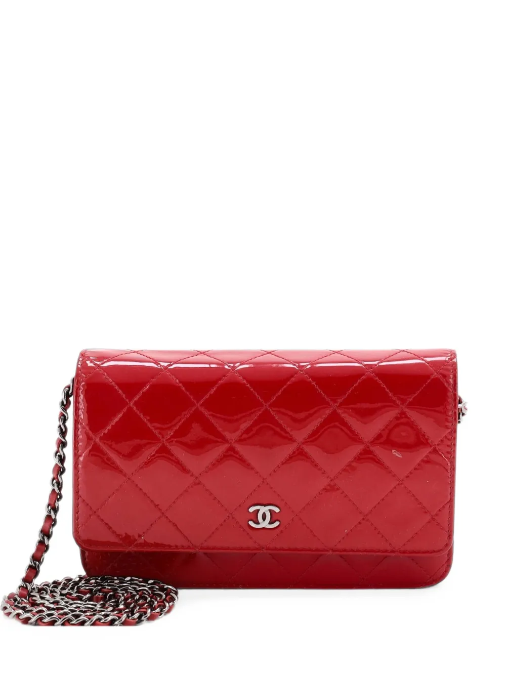 CHANEL Pre-Owned Wallet on Chain Quilted Patent crossbody bag - Rosso