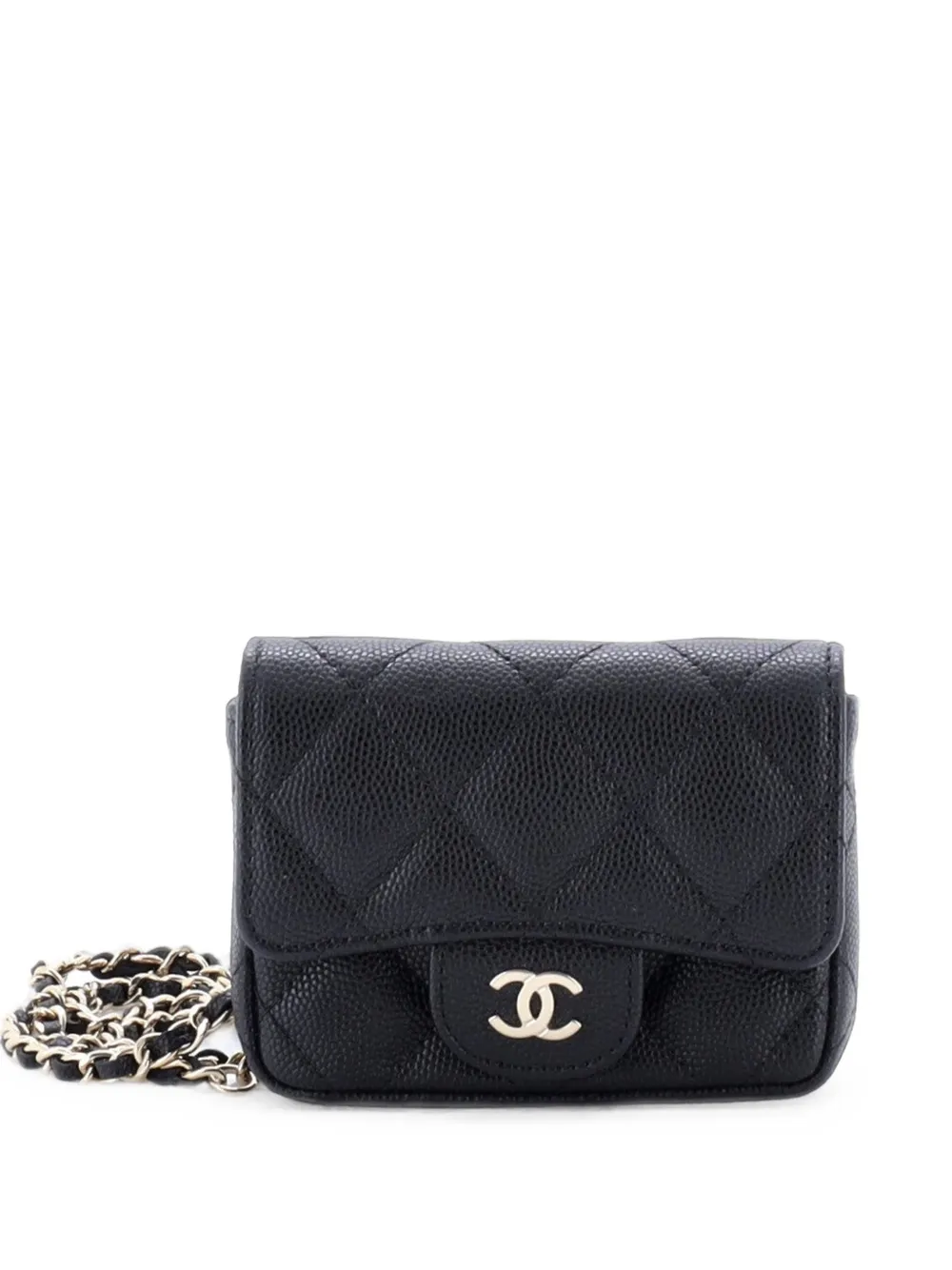 CHANEL Pre-Owned mini sac banane matelassé à rabat - Noir CHANEL Pre-Owned mini sac banane matelassé à rabat - Noir