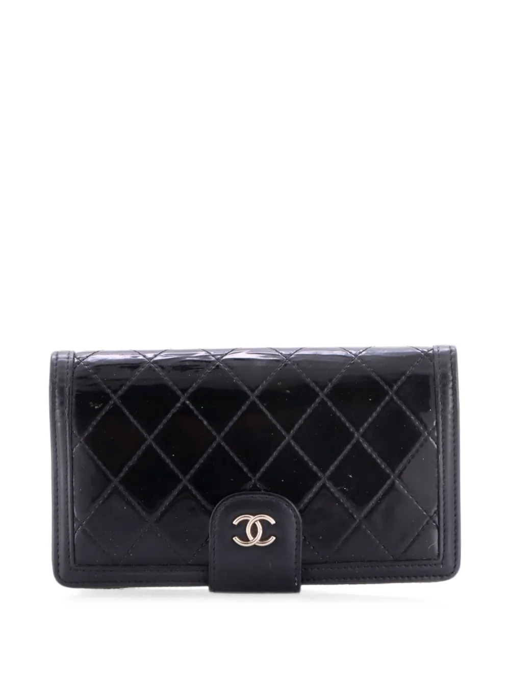 CHANEL Pre-Owned CC French Wallet Quilted Patent with Lambskin Long small wallets - Nero