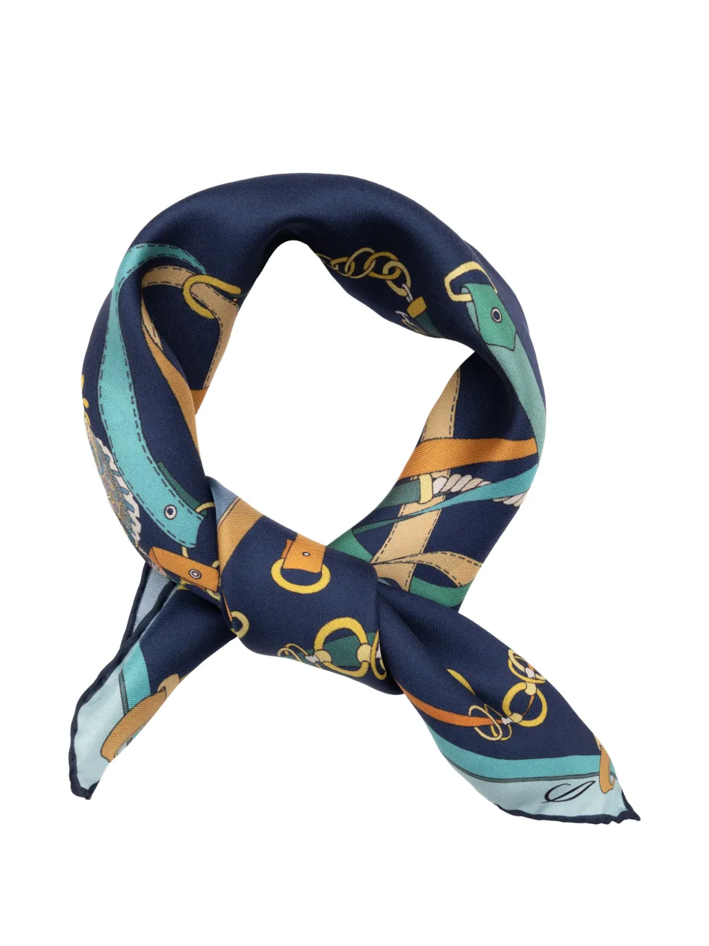 Elizabetta Camilla equestrian-print silk bandana Blauw