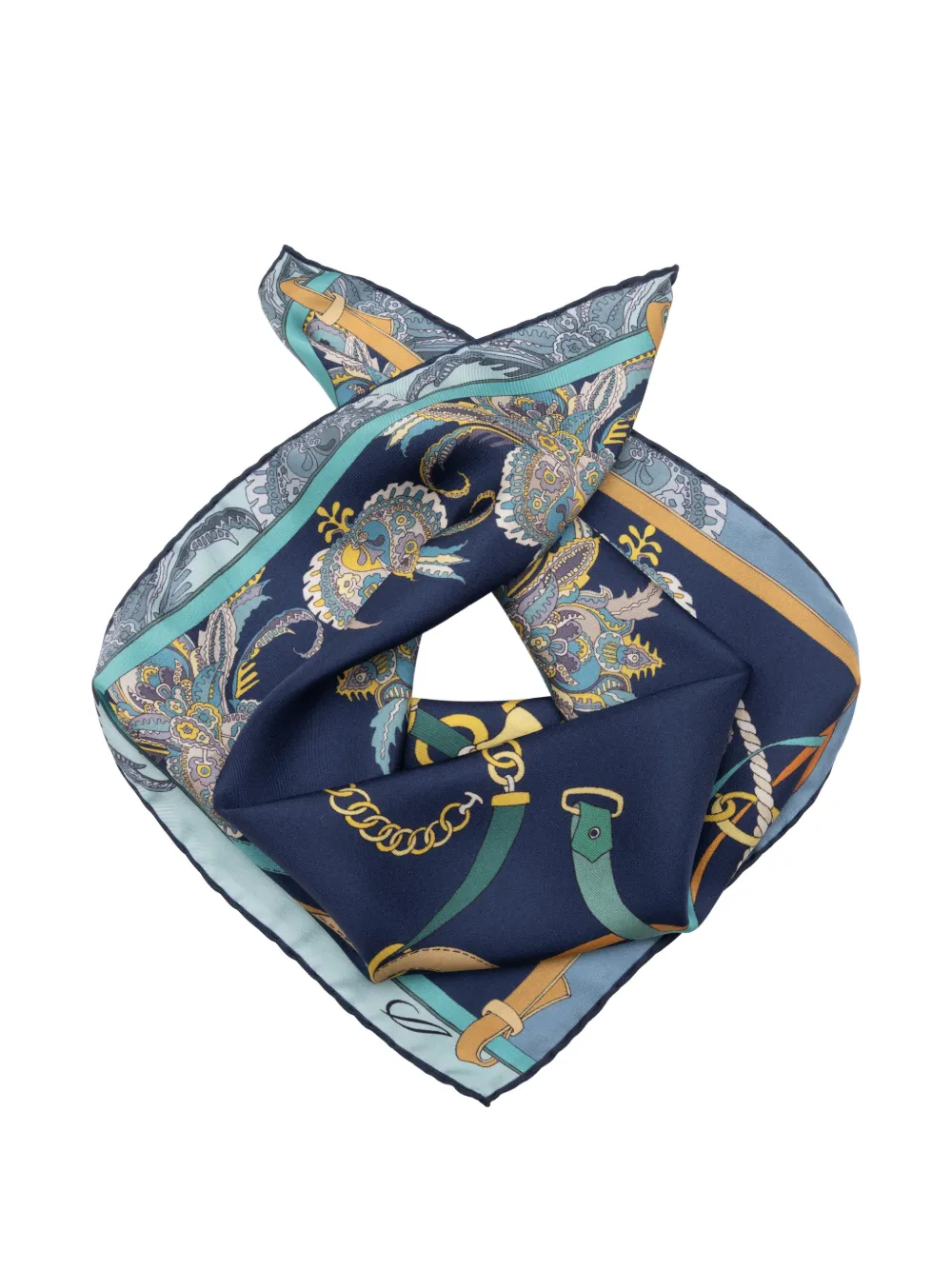 Elizabetta Camilla equestrian-print silk bandana Blauw