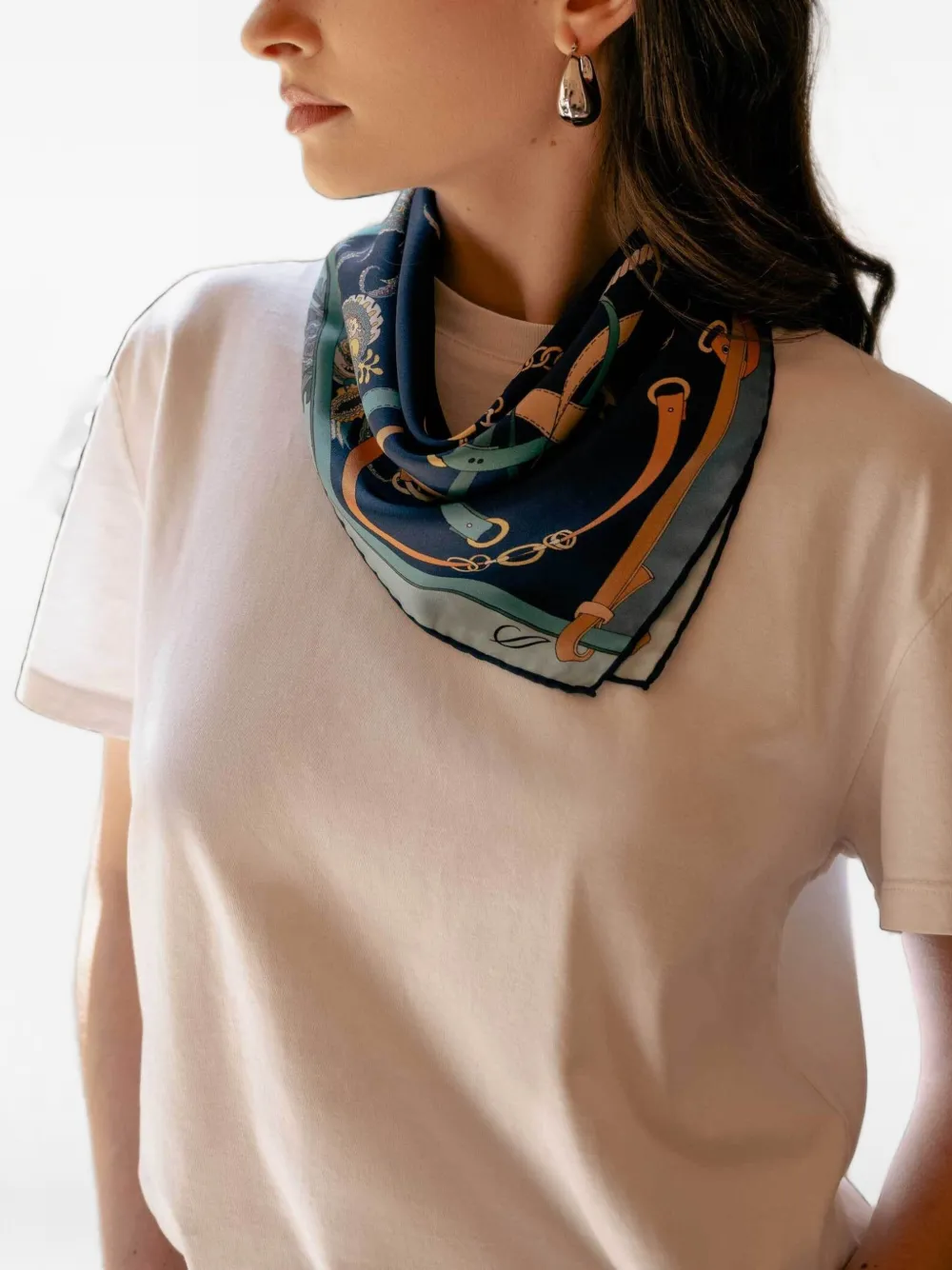 Elizabetta Camilla equestrian-print silk bandana Blauw