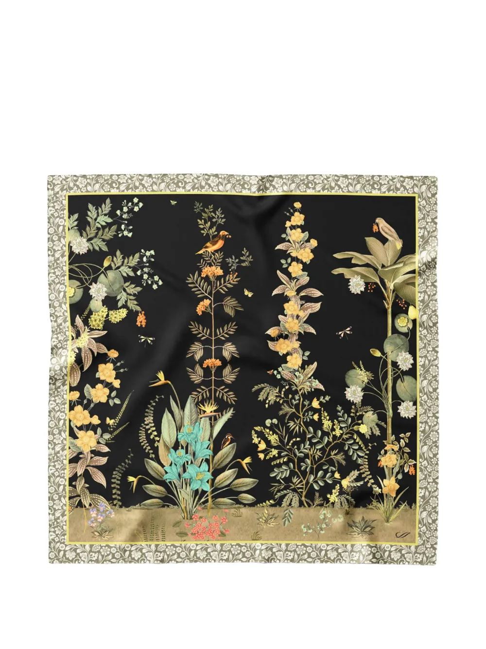 Elizabetta Fantasia botanical-print scarf - Nero