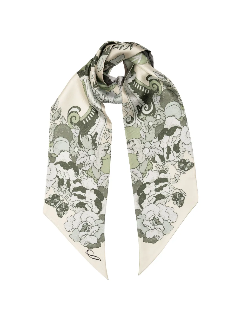 Elizabetta Raffaella zijden sjaal met bloemen-print Groen