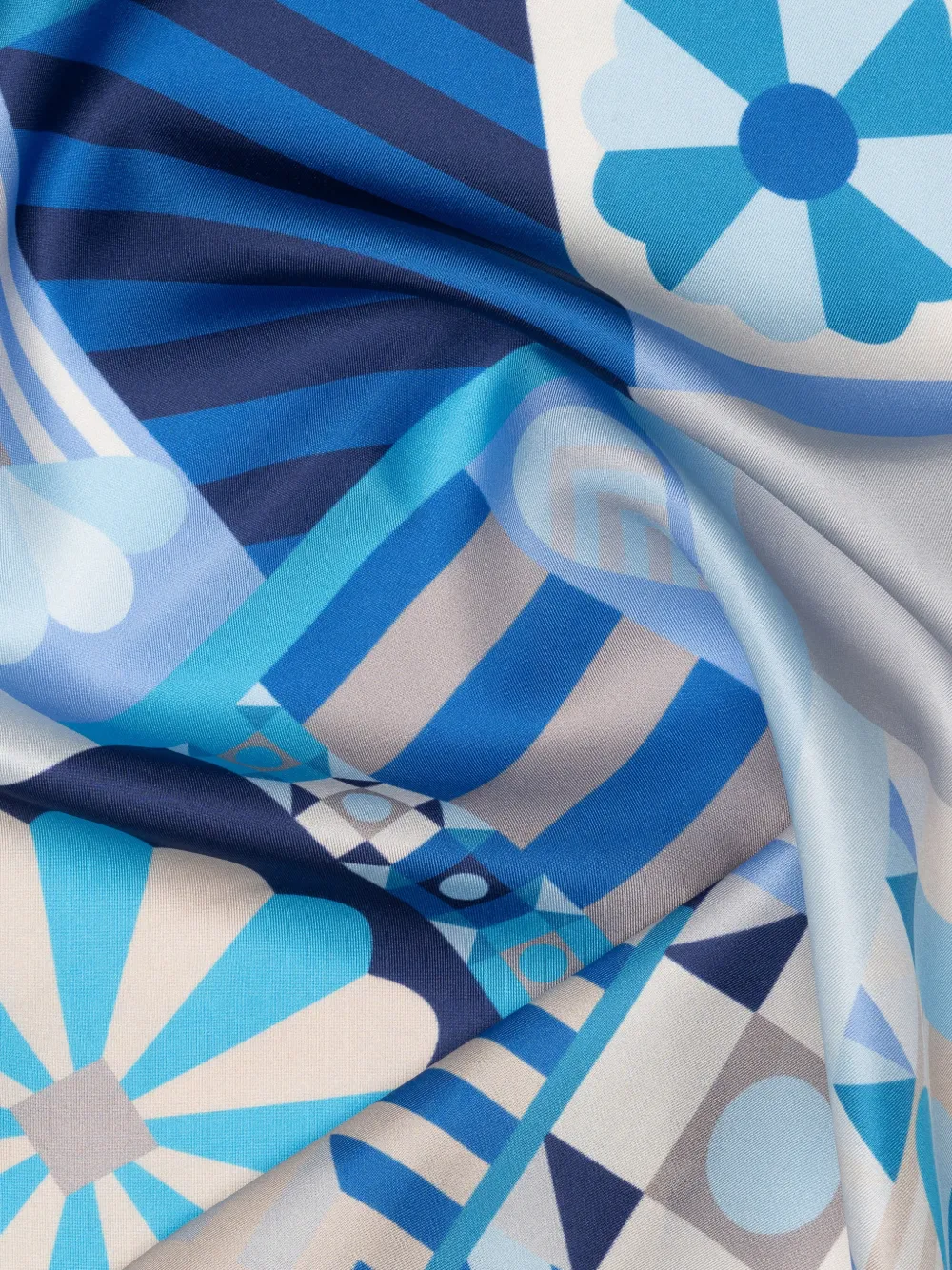 Elizabetta Giulietta zijden sjaal met geometrische print Blauw
