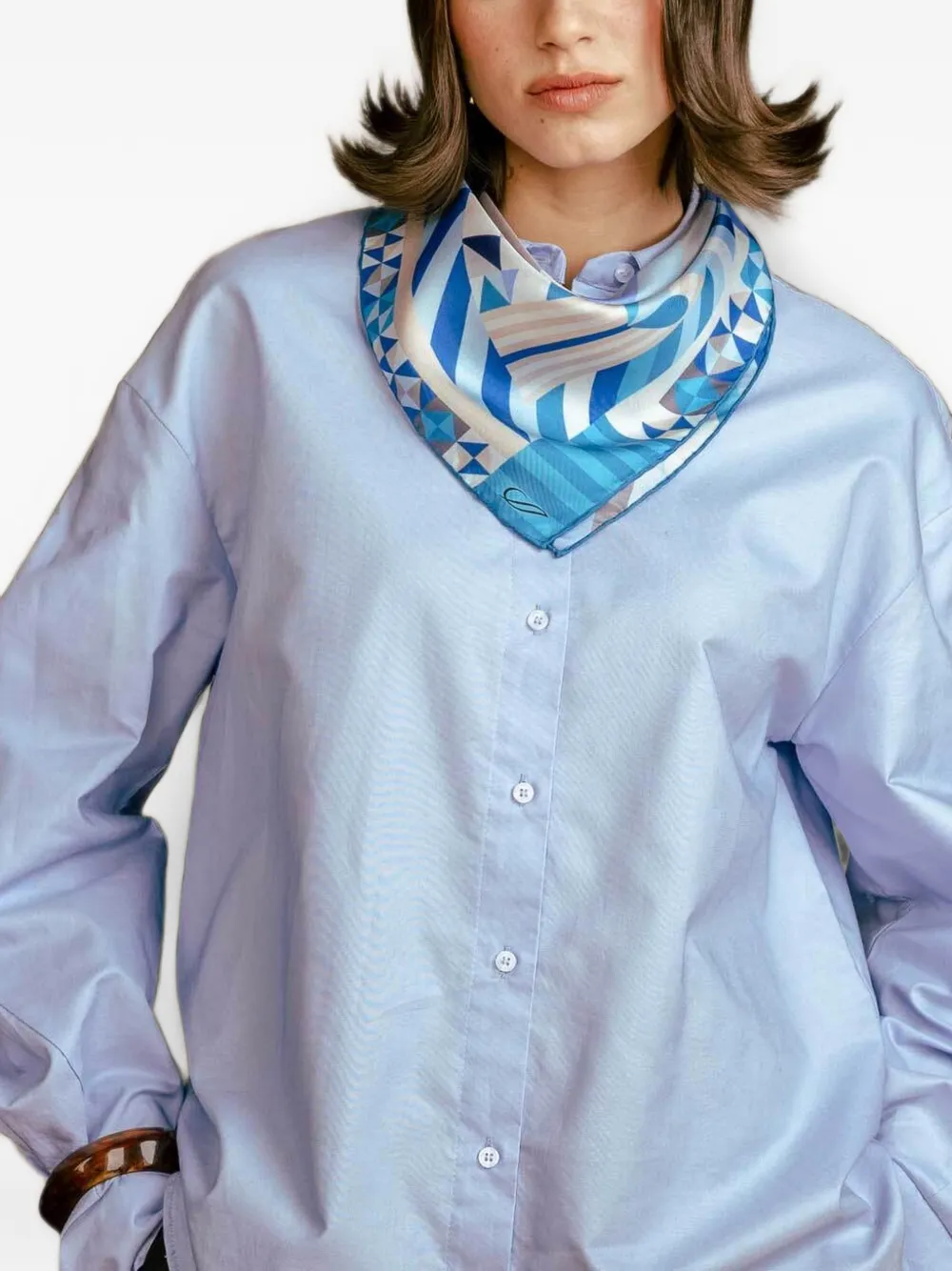 Elizabetta Giulietta zijden sjaal met geometrische print Blauw