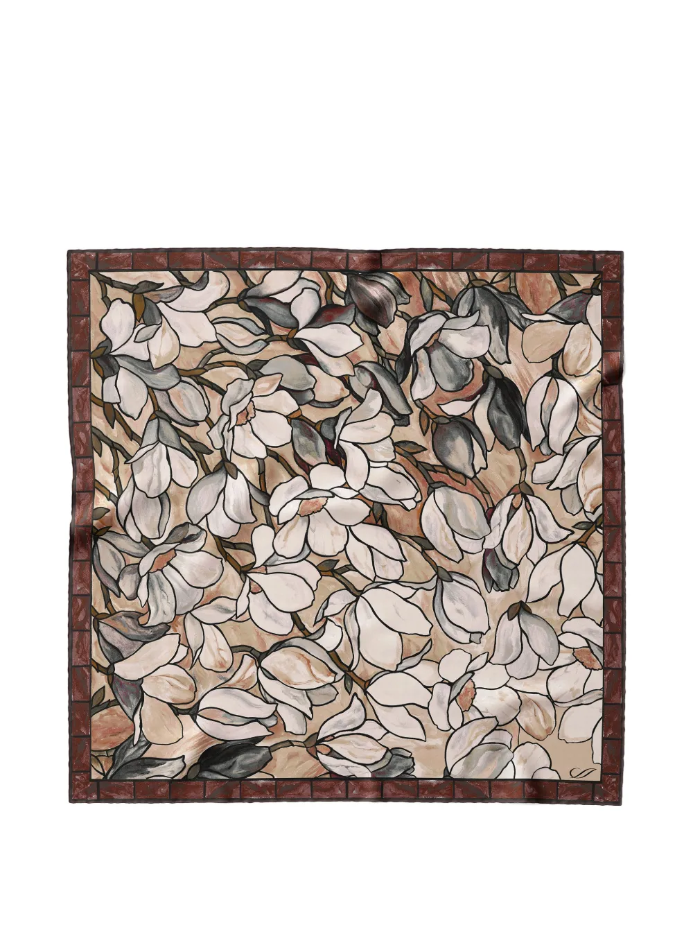 Elizabetta Clara floral-print silk scarf - Toni neutri