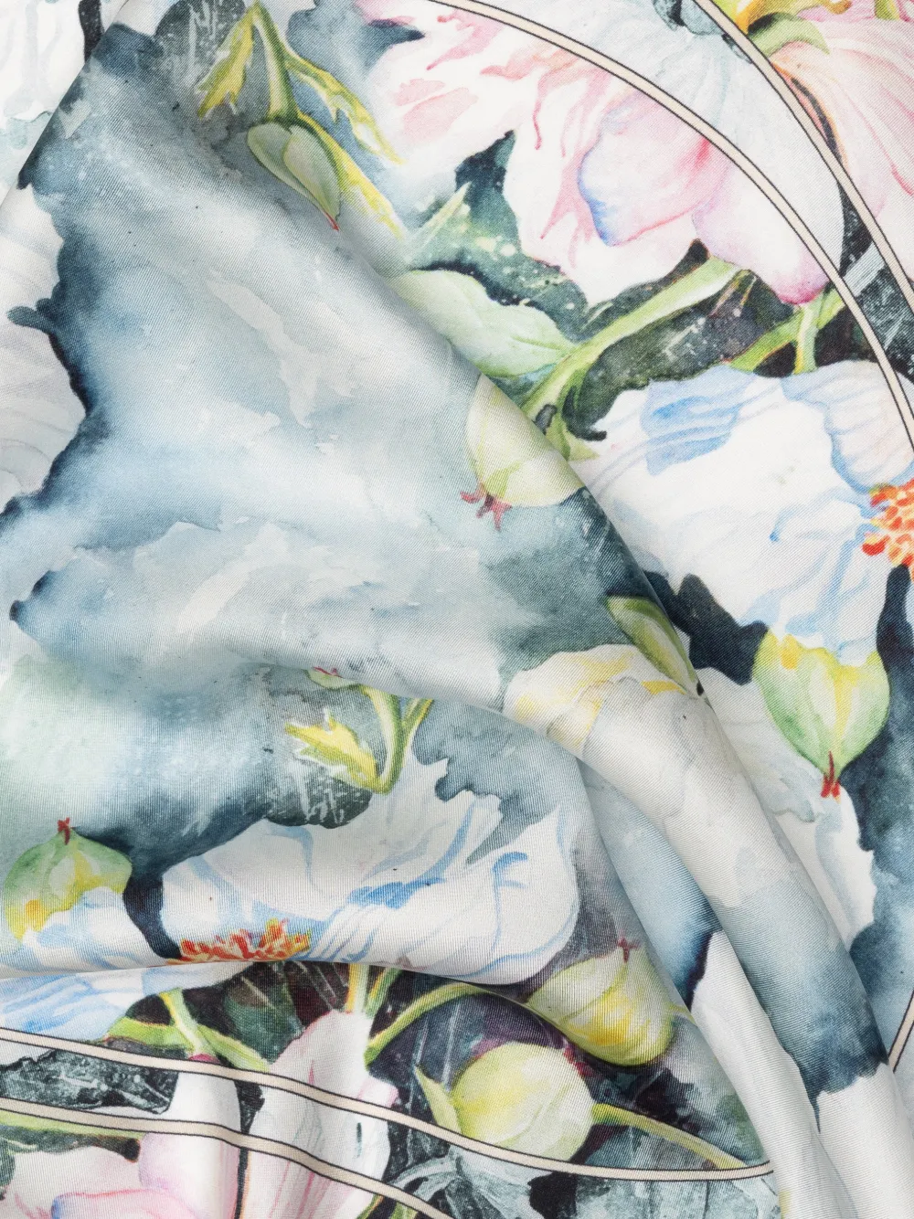 Elizabetta Odetta zijden sjaal met bloemen-print Blauw