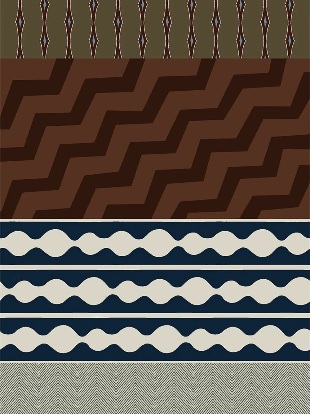 Elizabetta Atri zijden sjaal met gemengde print Blauw