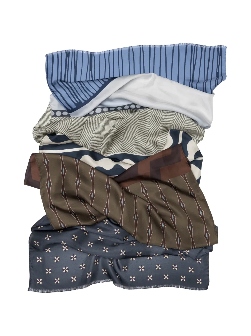 Elizabetta Atri zijden sjaal met gemengde print Blauw