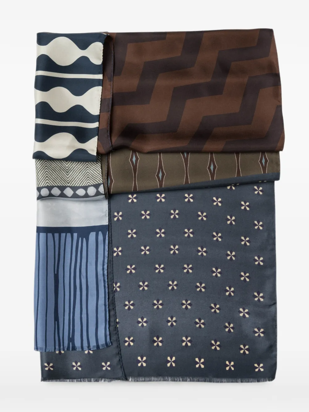Elizabetta Atri zijden sjaal met gemengde print Blauw