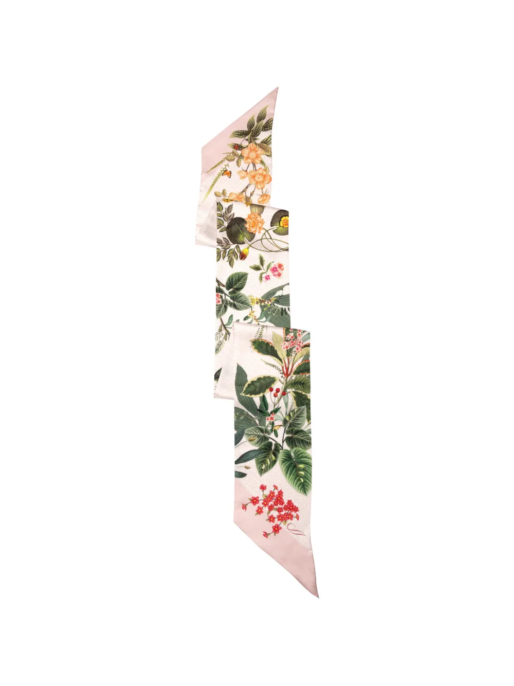 Elizabetta Ornella zijden sjaal met botanische print Roze