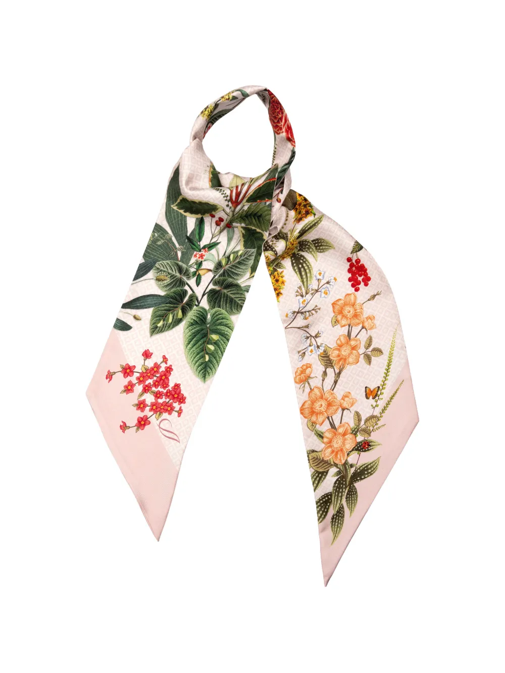 Elizabetta Ornella zijden sjaal met botanische print Roze