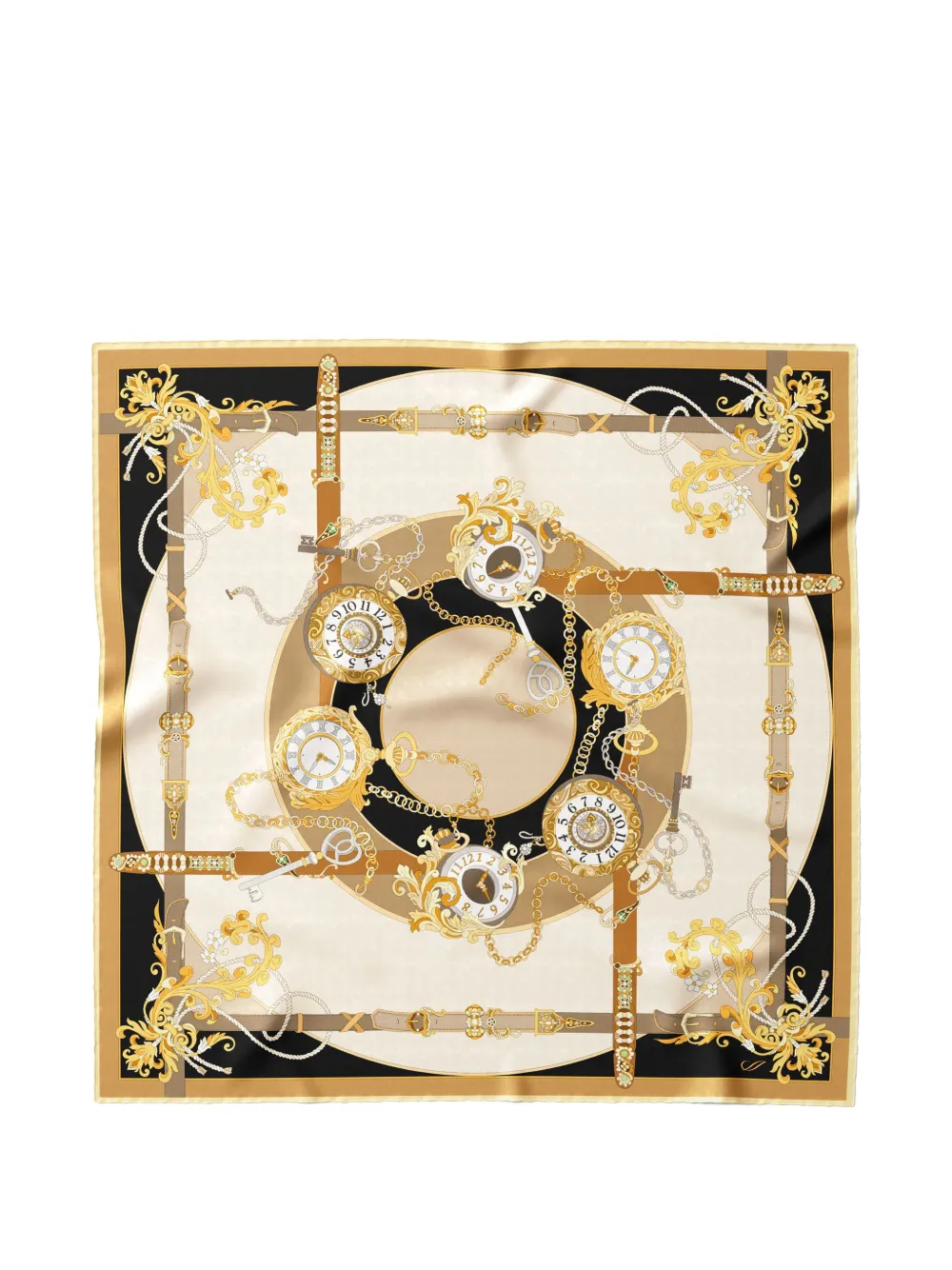 Elizabetta Moment in Time silk scarf - Gold