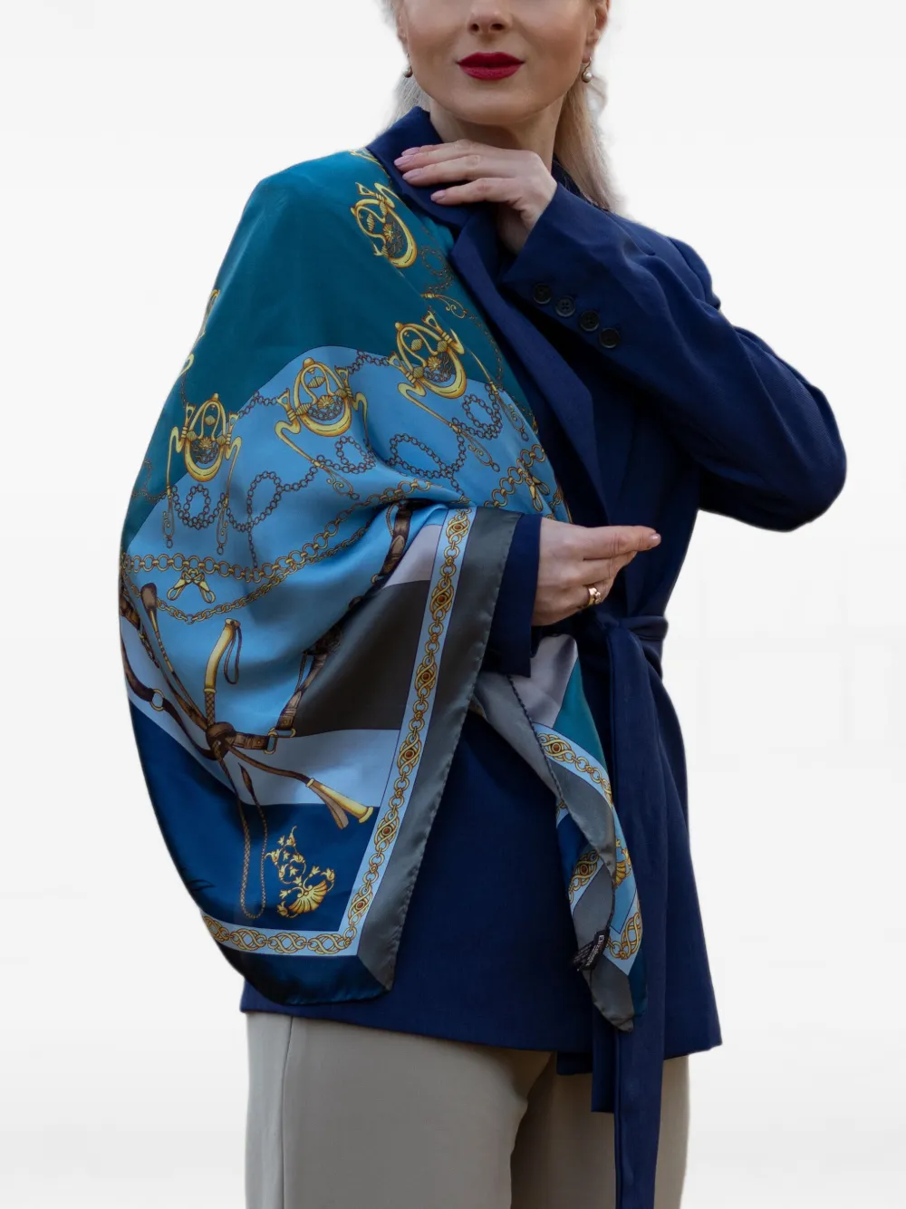 Elizabetta Gabriella zijden sjaal Blauw