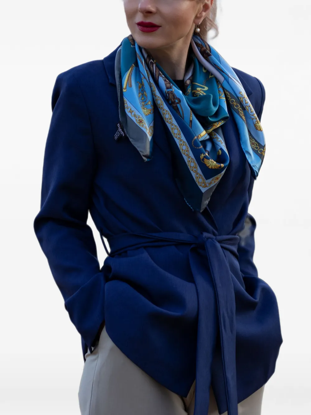Elizabetta Gabriella zijden sjaal Blauw