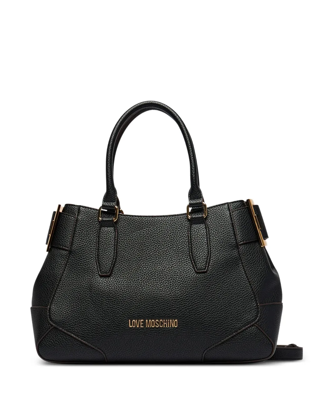 Love Moschino logo-plaque pebbled tote bag Zwart