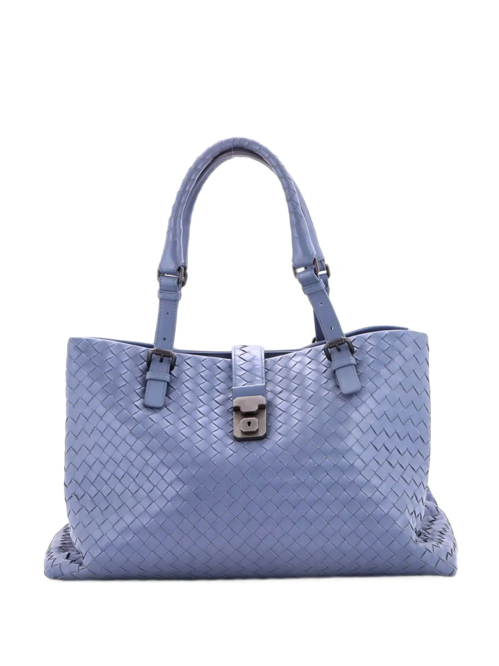 Bottega Veneta Pre-Owned cabas Roma Intrecciato Nappa médium - Bleu