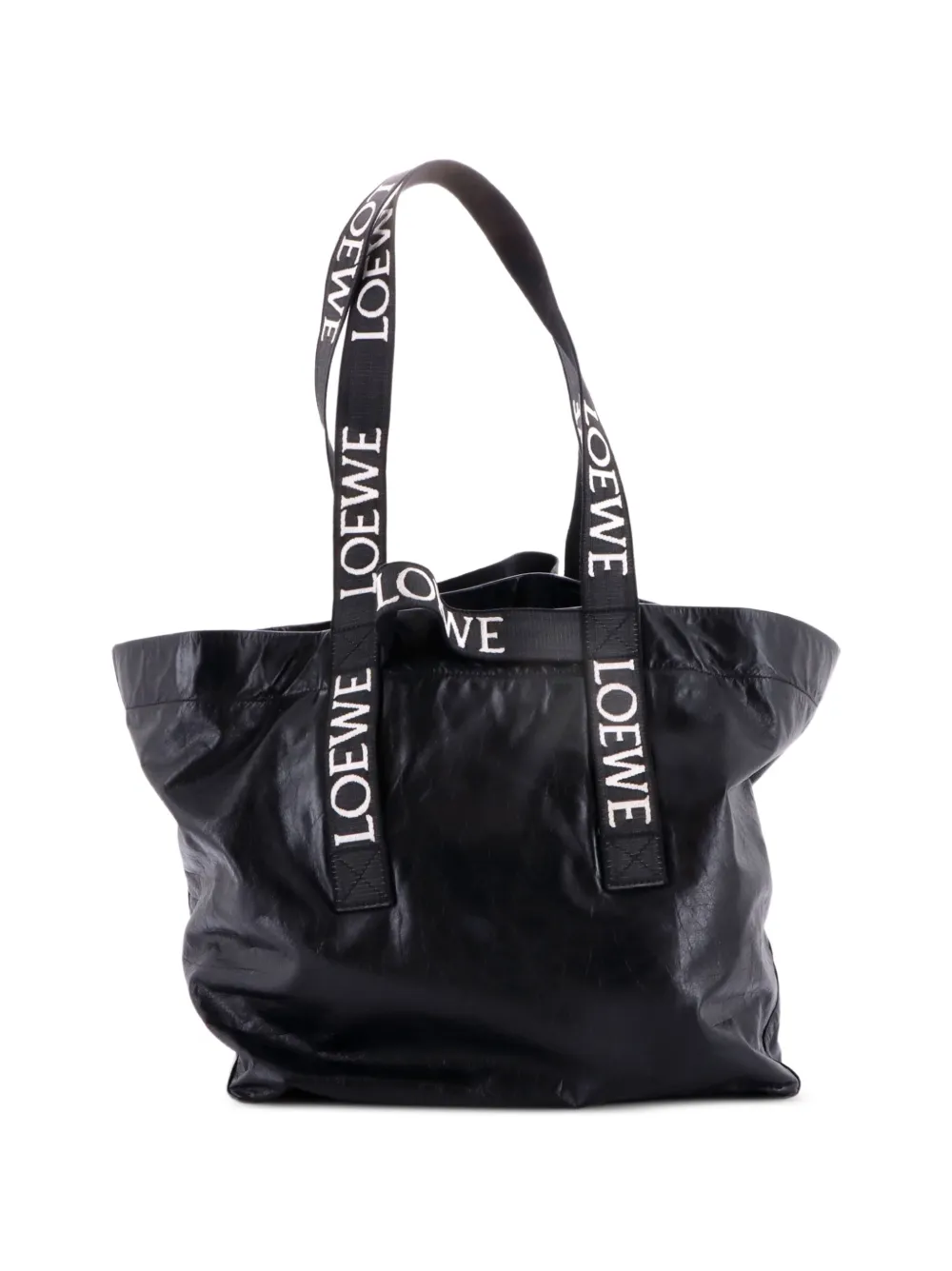 Loewe Pre-Owned Fold Logo Strap Leather Large tote bag - Schwarz