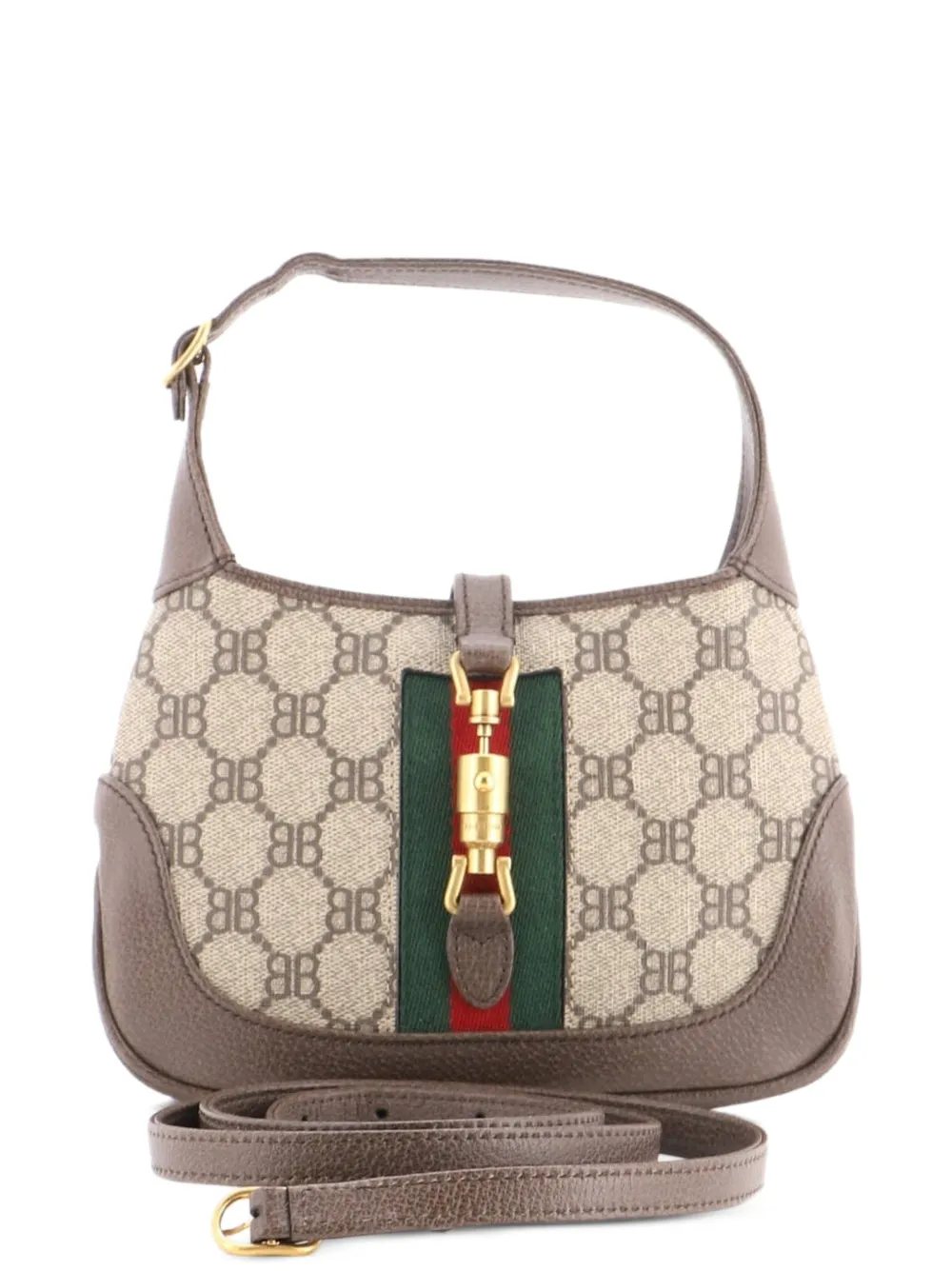 Balenciaga Pre-Owned x Gucci The Hacker Project Jackie 1961 Hobo BB Coated Canvas Mini shoulder bag - Braun