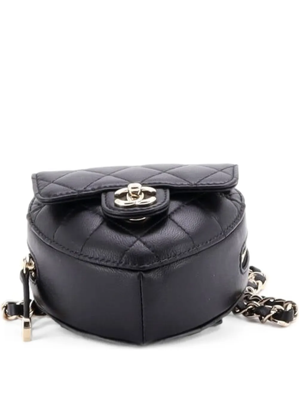 CHANEL Pre-Owned CC in Love Heart Quilted Lambskin belt bag - Nero
