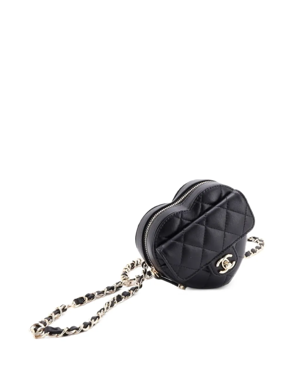 CHANEL Pre-Owned CC in Love Heart Quilted Lambskin belt bag - Black