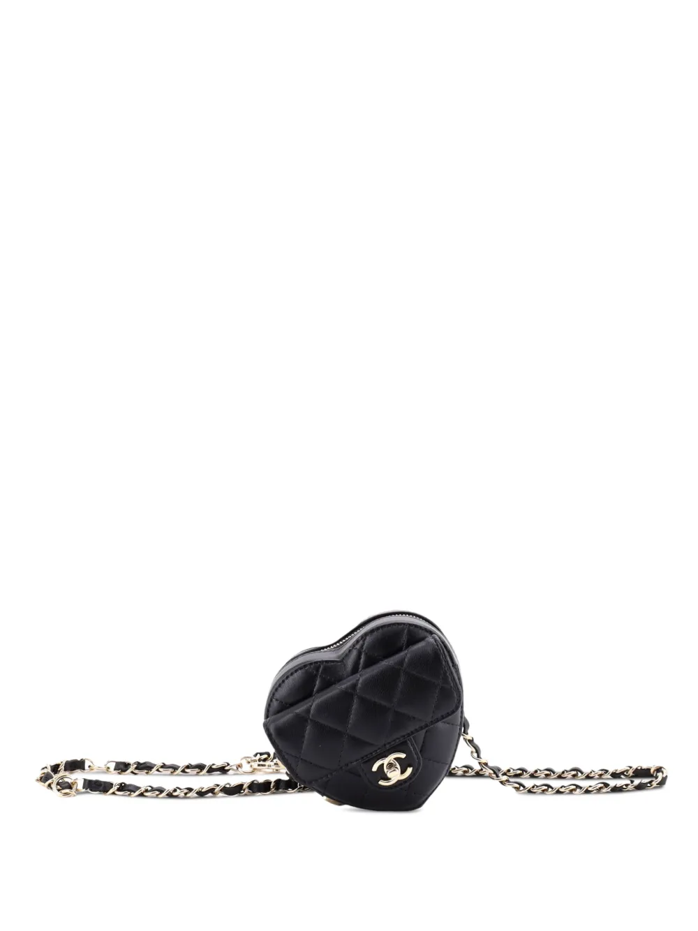 CHANEL Pre-Owned CC in Love Heart Quilted Lambskin belt bag - Nero