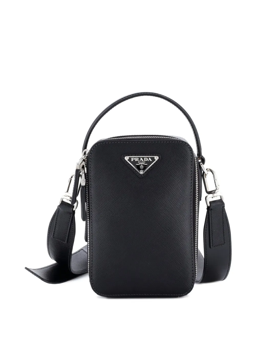 Prada Pre-Owned Brique Saffiano Leather Medium crossbody bag - Nero