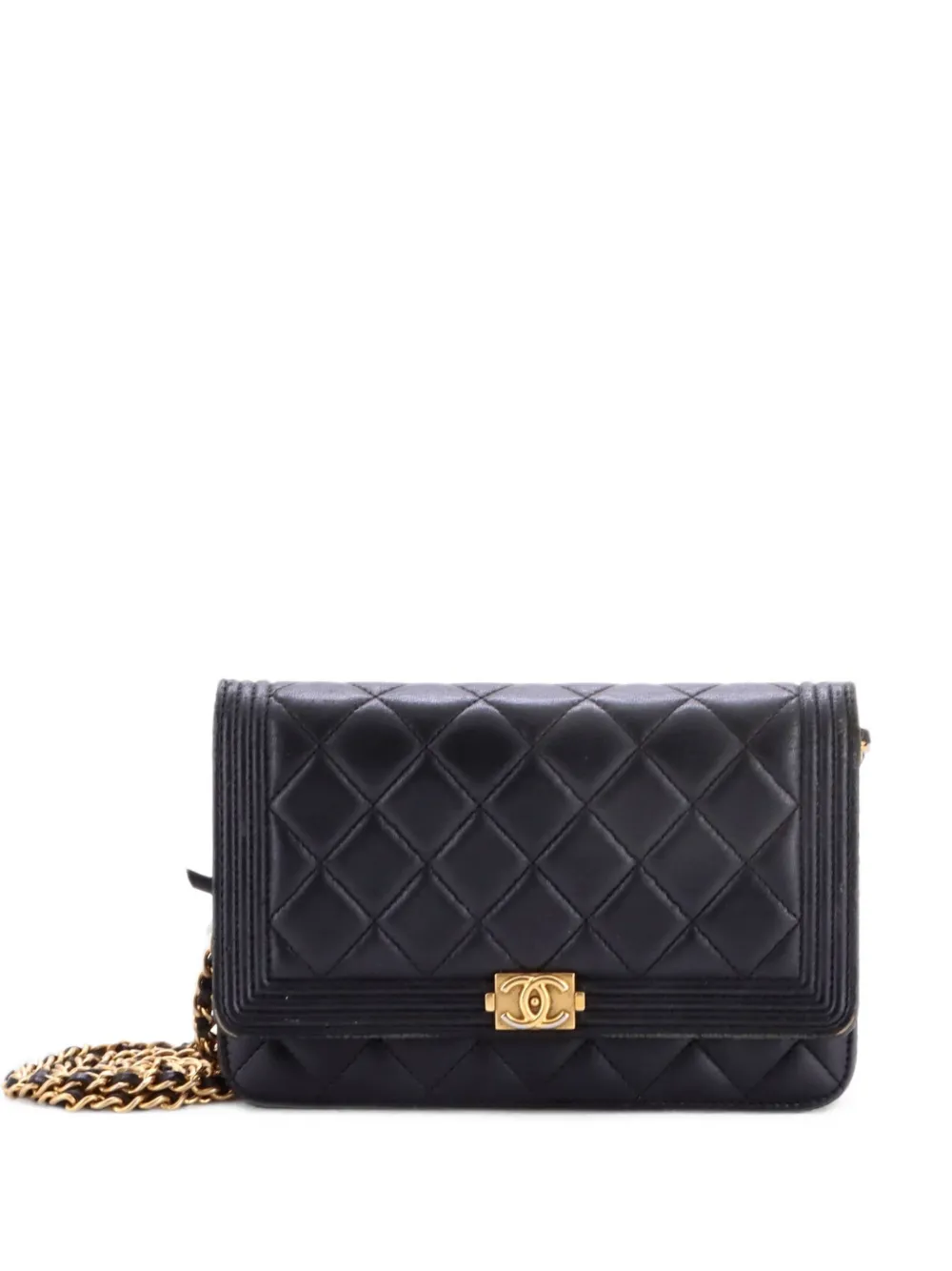 CHANEL Pre-Owned Boy Wallet on Chain Quilted Lambskin crossbody bag - Nero