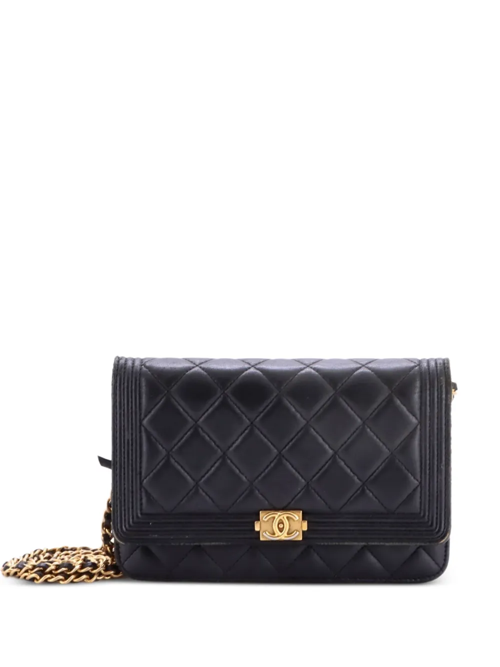 CHANEL Pre-Owned Boy Wallet on Chain Quilted Lambskin crossbody bag - Black