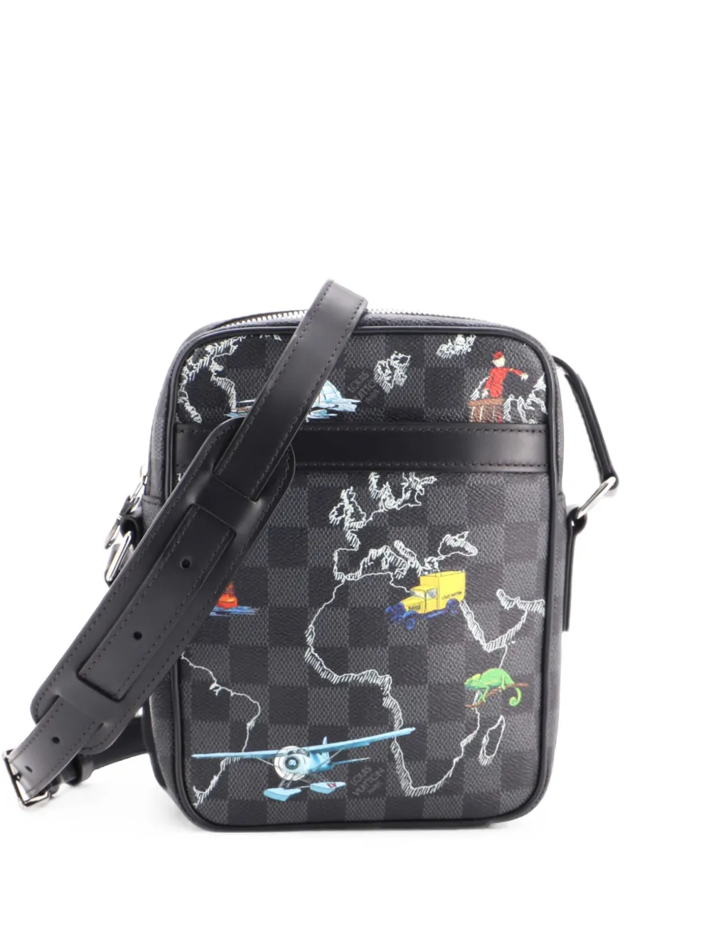 Louis Vuitton Pre-Owned Danube Slim Bag Limited Edition Renaissance Map Damier Graphite PM crossbody bag - Schwarz