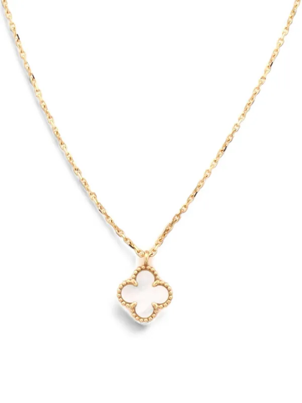 Van Cleef & Arpels Pre-owned Sweet Alhambra Pendant 18K Yellow Gold and Mother of Pearl Necklace