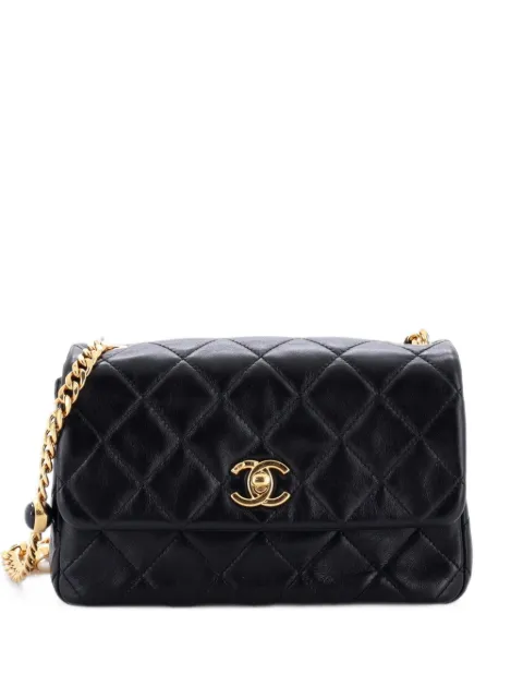 CHANEL Pre-Owned Resin Pearl Chain Flap Bag Quilted Lambskin Small shoulder bag