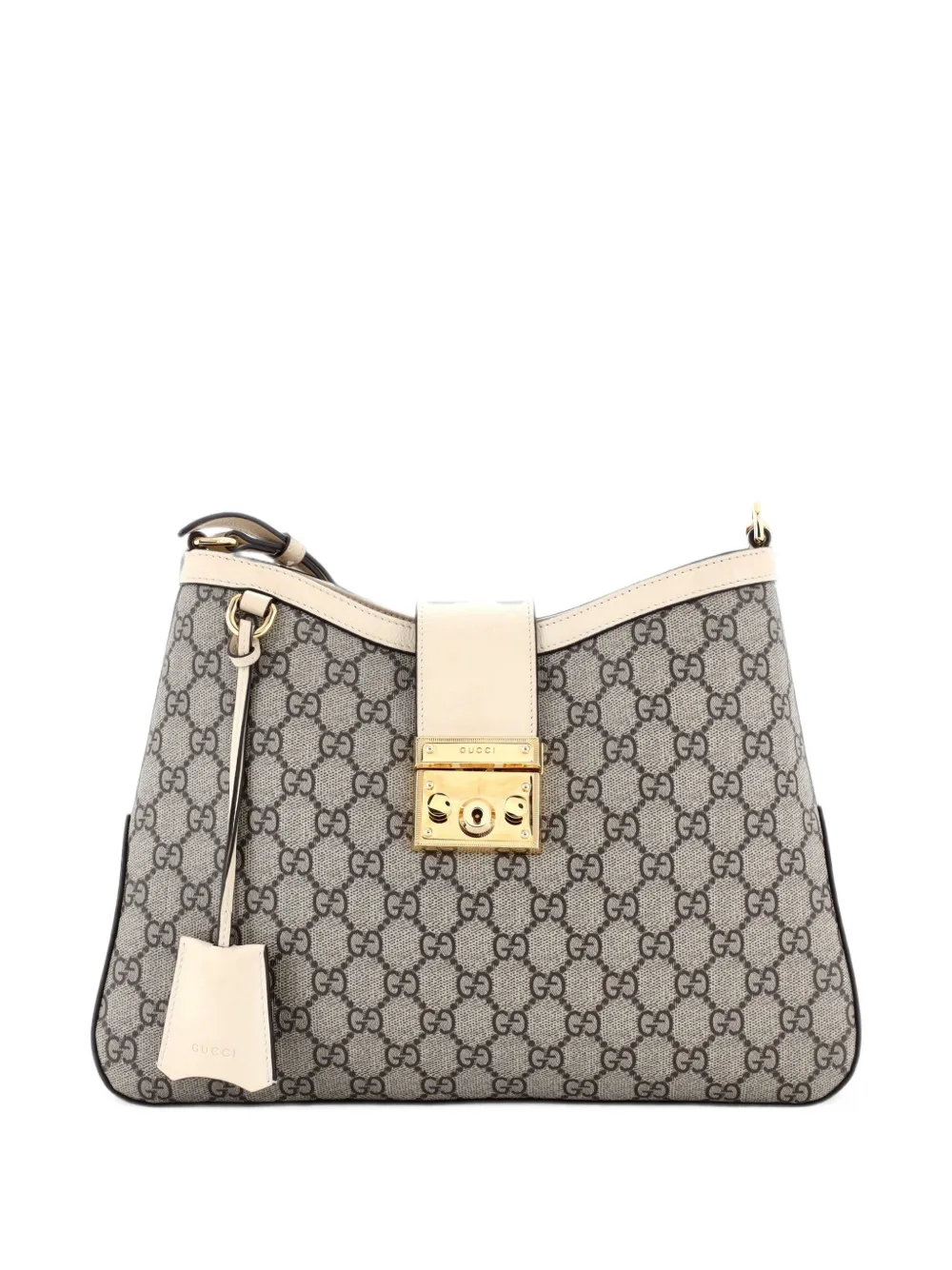 Gucci Pre-Owned cabas Padlock Chain en toile enduite GG et cuir format moyen - Blanc Gucci Pre-Owned cabas Padlock Chain en toile enduite GG et cuir format moyen - Blanc